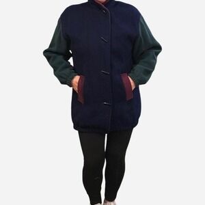 womens Navy and green vintage 90s Maggie Lawrence coat‎ medium